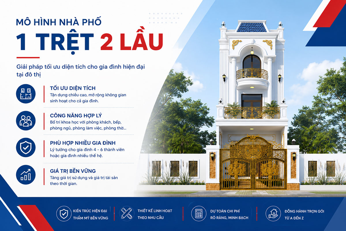chi phí xây nhà 1 trệt 2 lầu