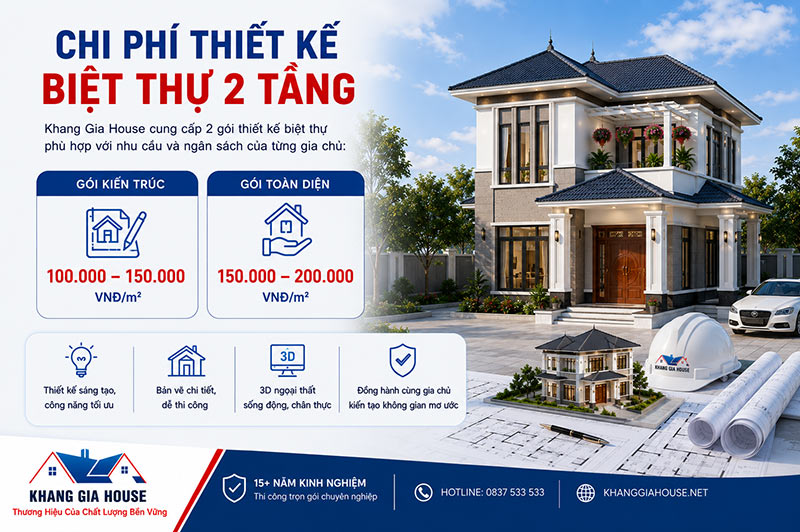 chi phí xây biệt thự 2 tầng
