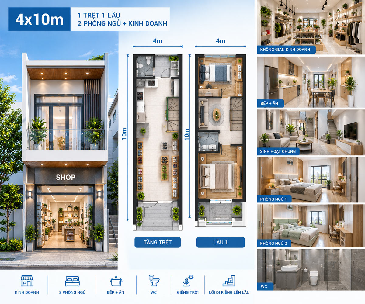 chi phí xây nhà 2 tầng 4x10 TP Hồ Chí Minh