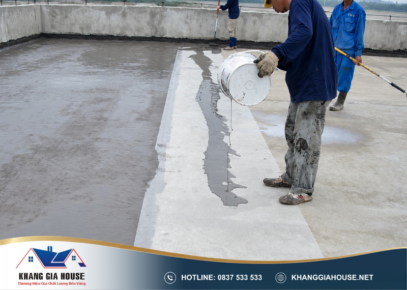 quy trình chống thấm sân thượng bằng xi măng